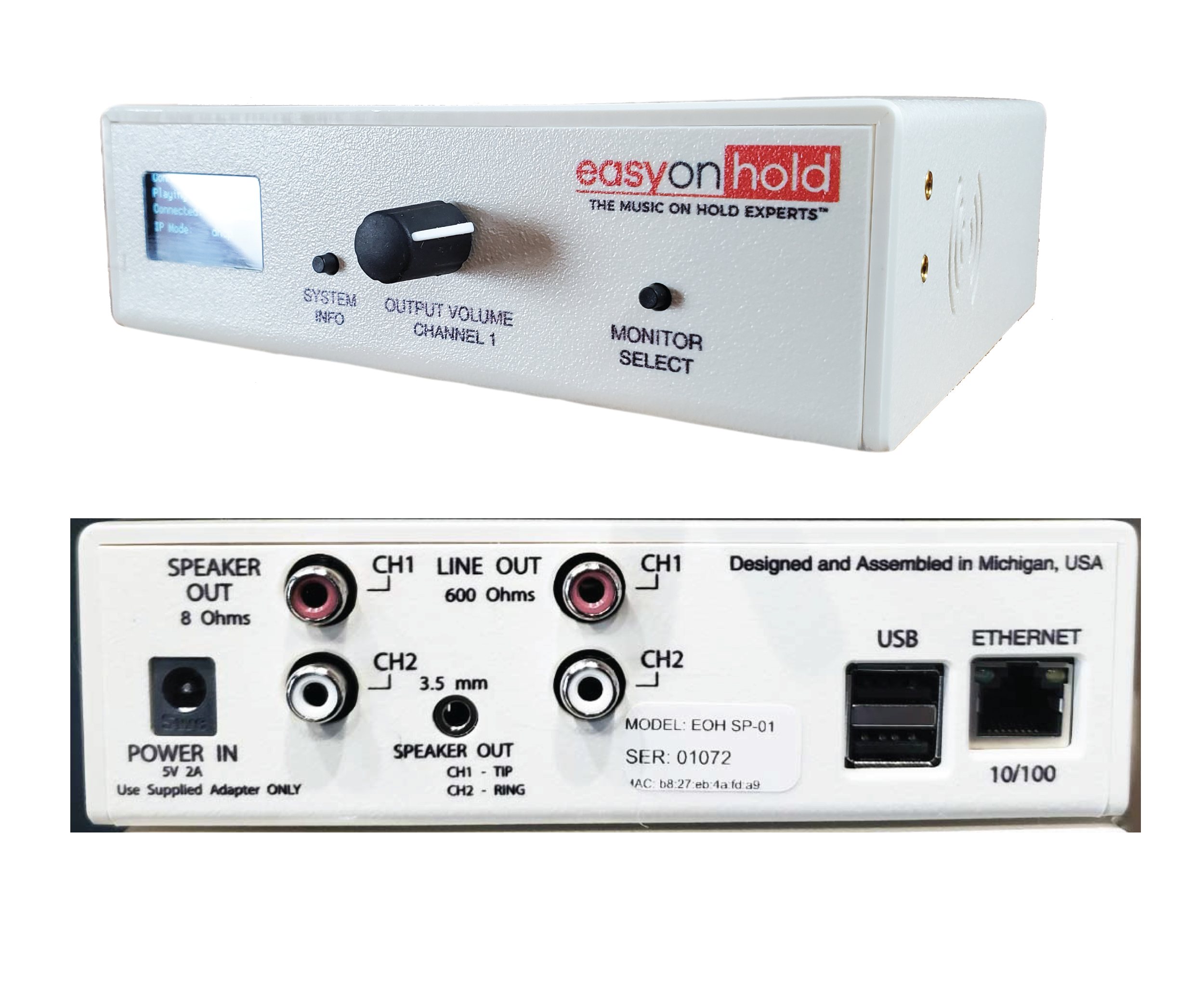 Easy On Hold two-channel business audio player for Avaya Communication Manager